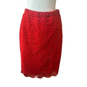 Elle red lace skirt size 12